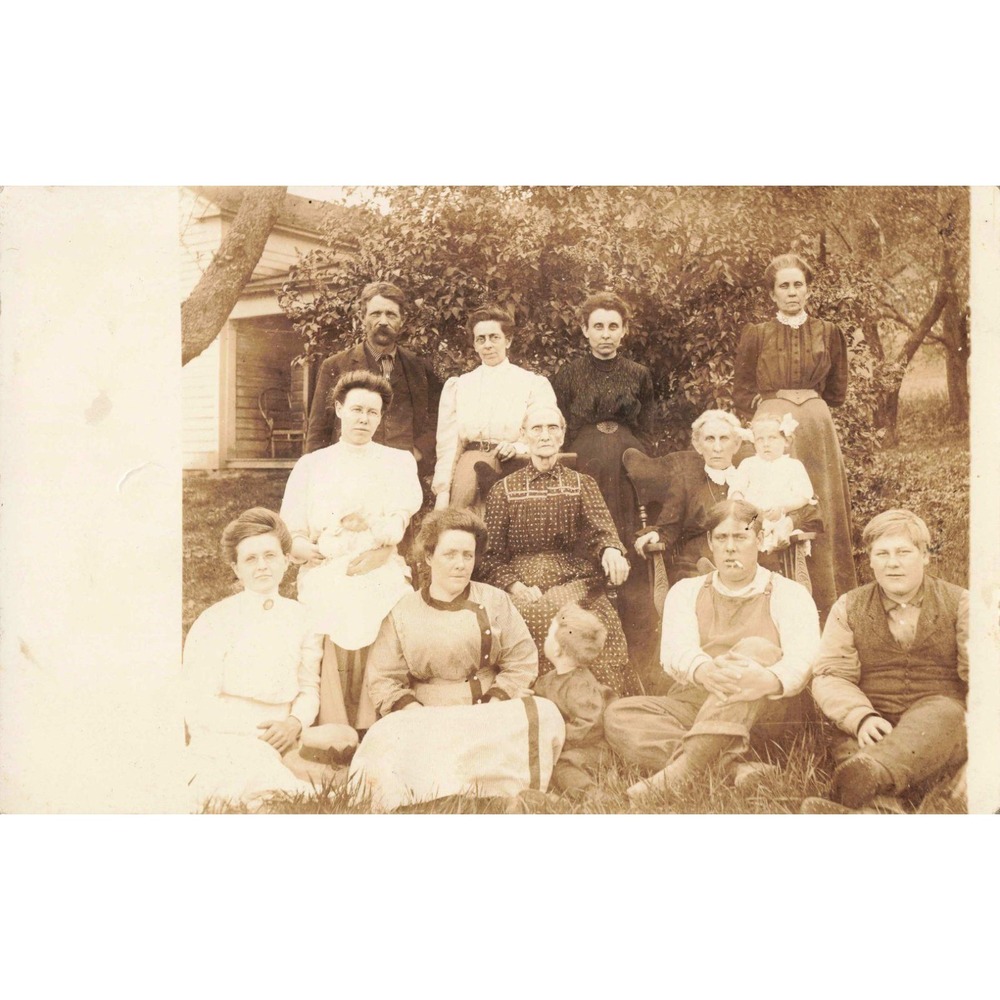 Antique RPPC Family Portrait Postcard Early 1900s AZO Ed and Jen - Picture 1 of 2
